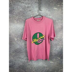 ELLESSE VINTAGE MEN’S PINK T SHIRT BIG LOGO SIZE S OVERSIZE